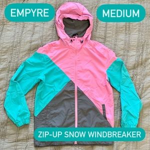 Medium Pink & Teal Zip-up Snow Jacket/Windbreaker